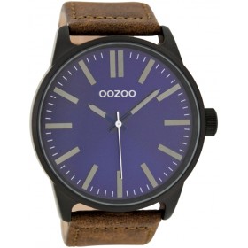 OOZOO Timepieces 48mm Dark Brown Leather Strap C7467